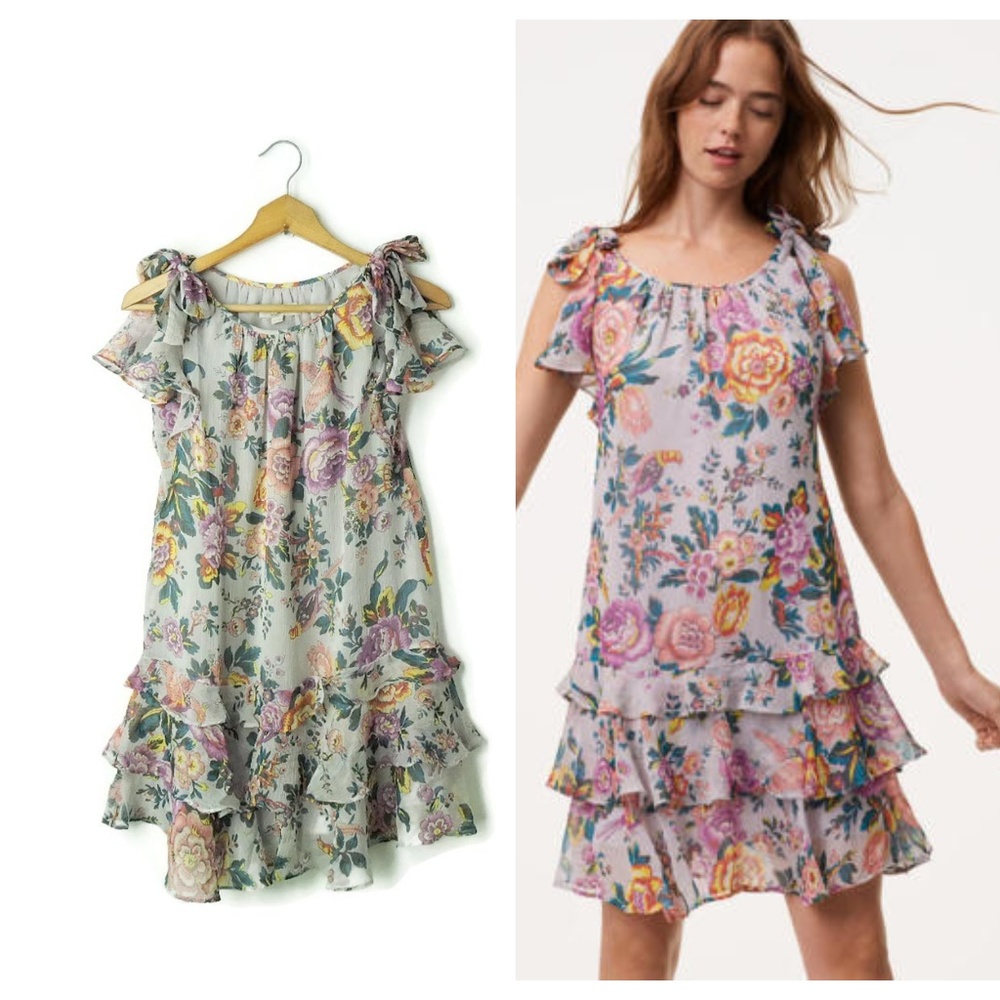 Ann Taylor Flounce Ruffle floral romantic dress